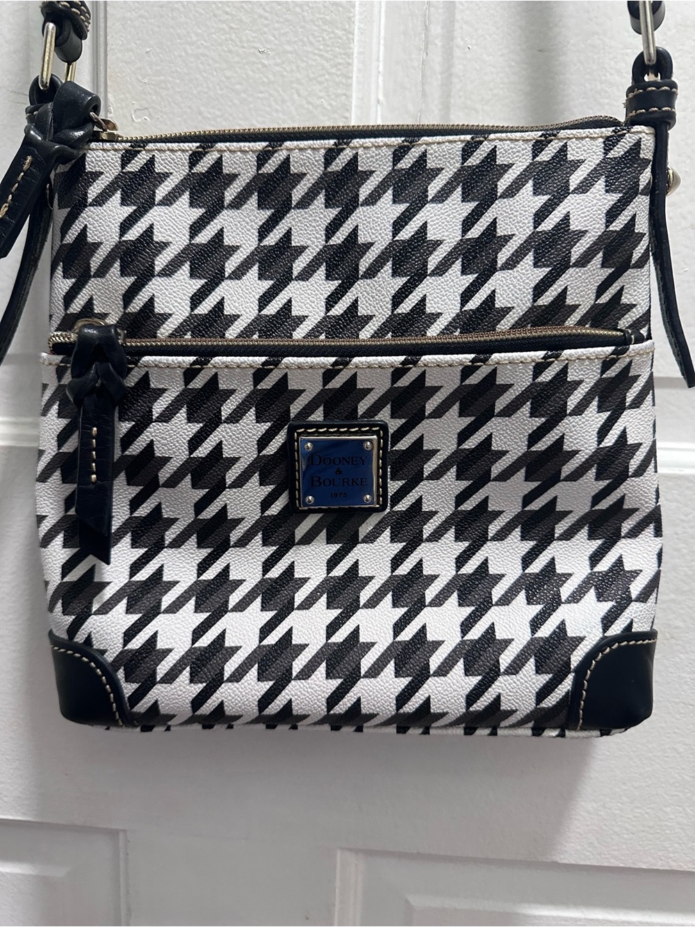 Dooney & Bourke Black and White Houndstooth Crossbody